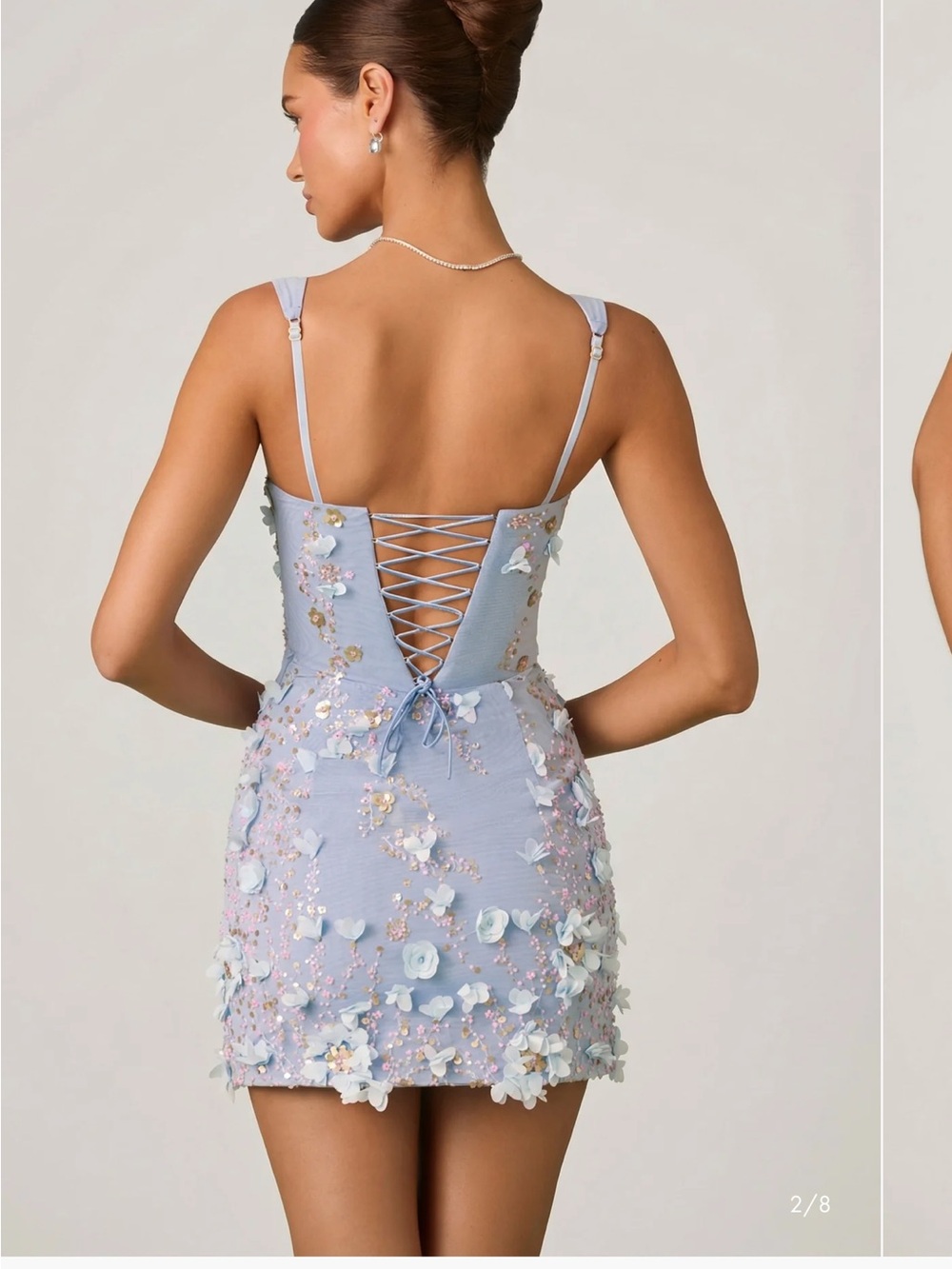Oh Polly Pale Blue Embellished Mini Dress - Picture 2 of 2